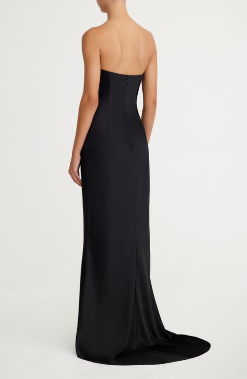 Significant Other Lucile Strapless Satin Gown With Train In Black