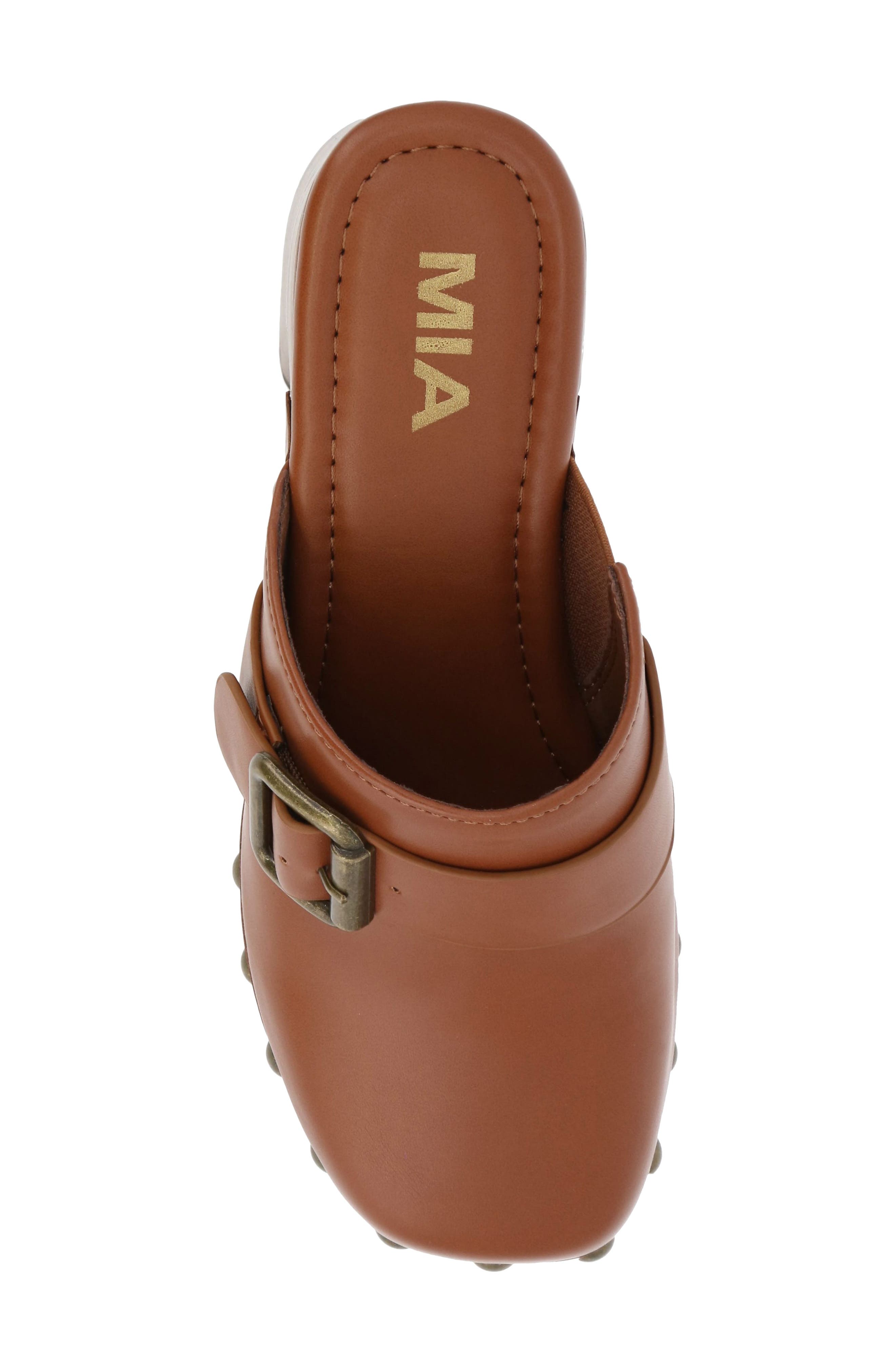 Larina Faux Leather Platform Clog, Alternate, color, COGNAC