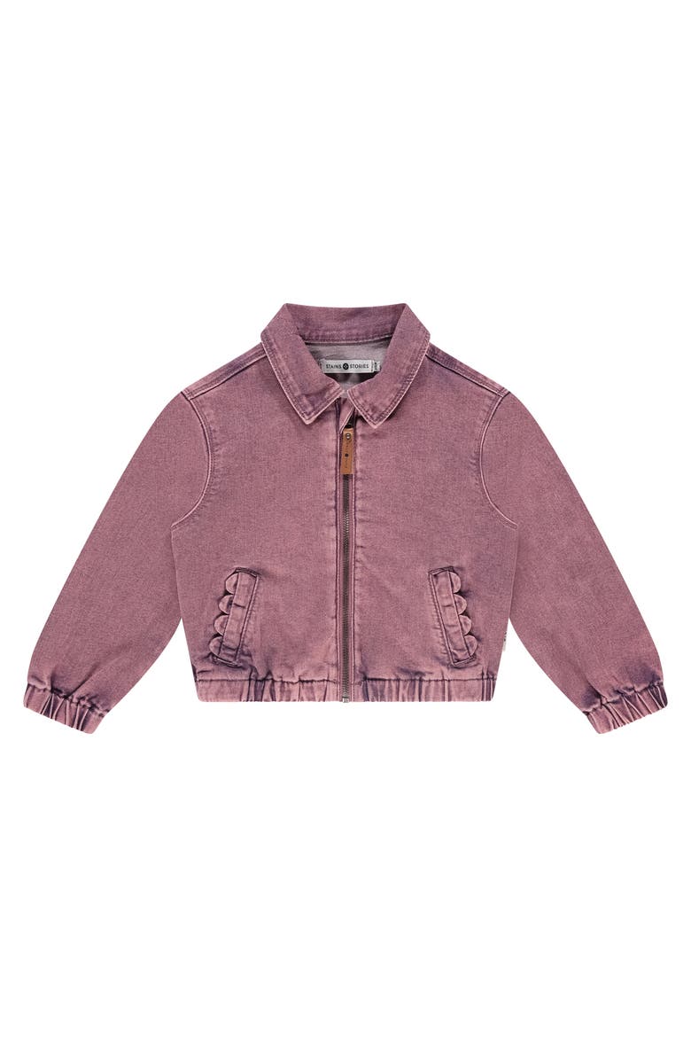 Acid Wash Denim Bomber Jacket, Main, color, Purple