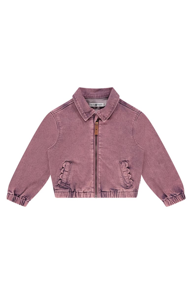 Stains and Stories by Babyface Acid Wash Denim Bomber Jacket, Main, color, Purple