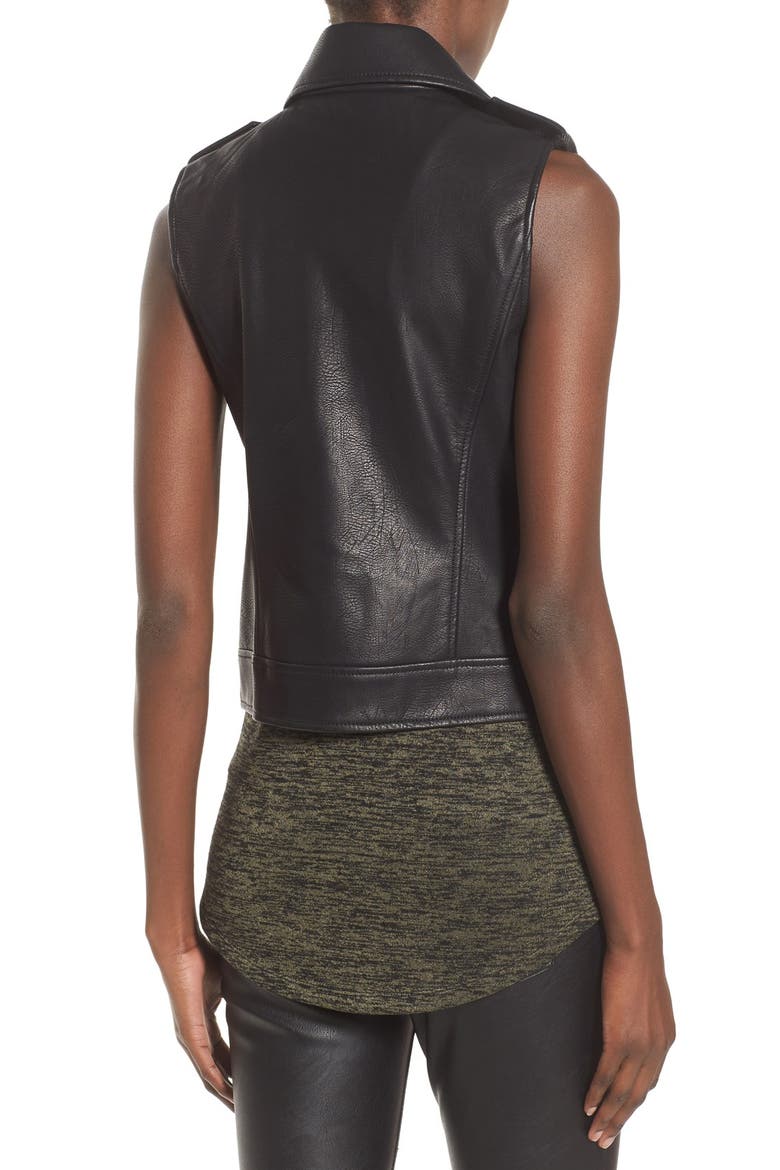 Faux Leather Vest, Alternate, color, BLACK