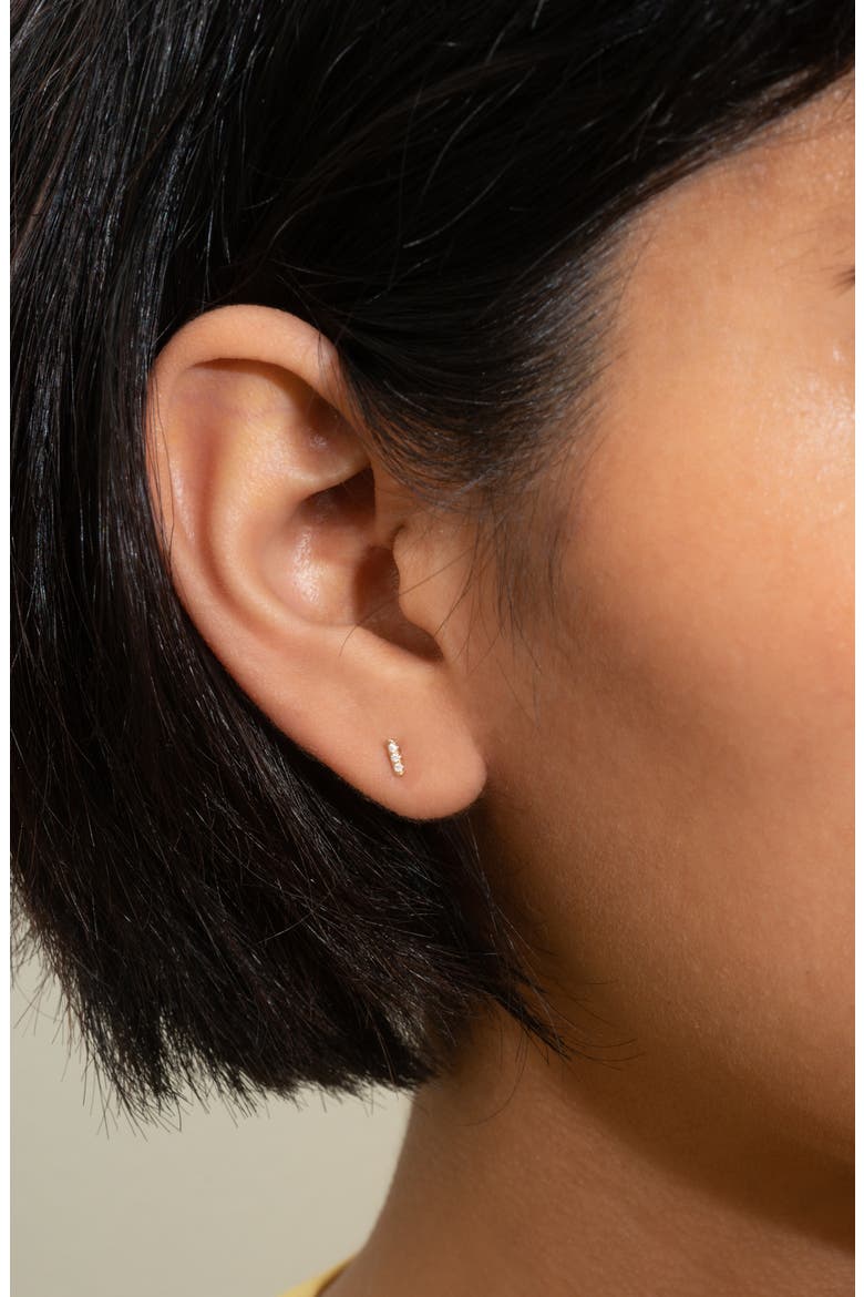 Diamond Equilibrium Stud Earrings, Alternate, color, YELLOW GOLD/ DIAMOND