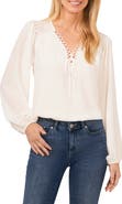 CeCe Circle Trim Pintuck Top
