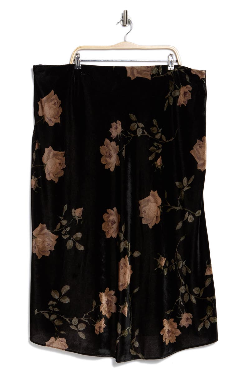 Vince Floral Velvet Skirt, Alternate, color, Black