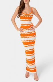 bebe Stripe Knit Maxi Dress