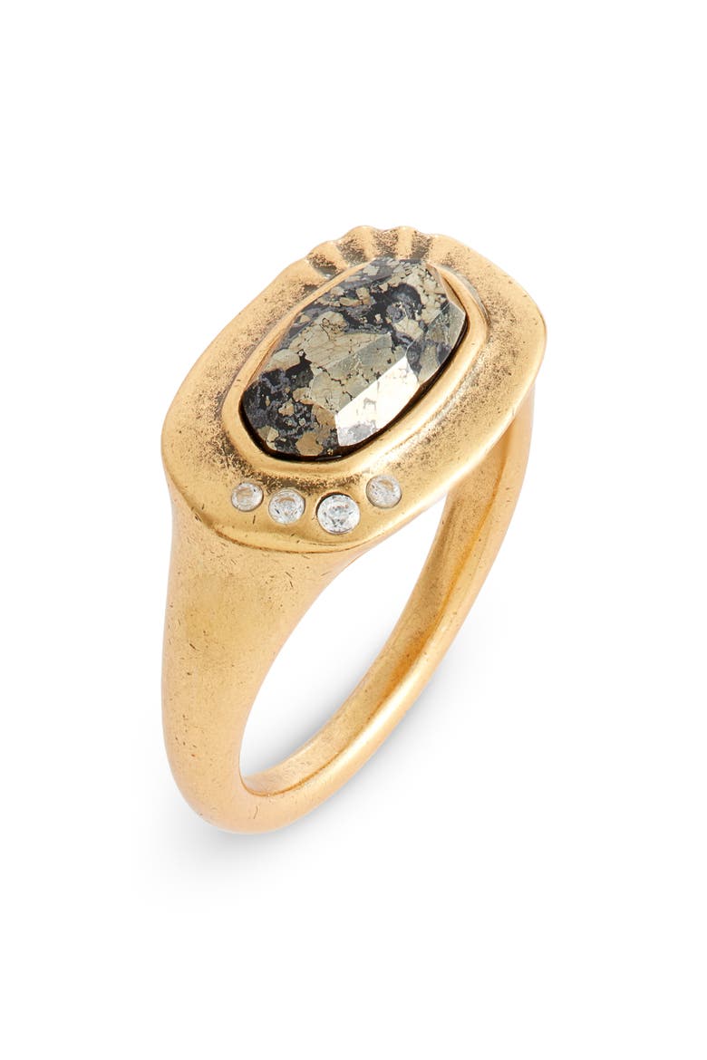 Anna Tapered Band Ring, Main, color, VINTAGE GOLD BLACK PYRITE