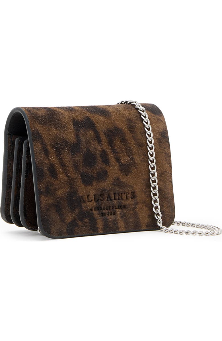 AllSaints Honore Leopard Suede Cardholder, Alternate, color, Leopard Brown