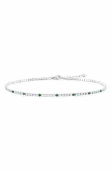 SIMONA Sterling Silver Round Cubic Zirconia Tennis Anklet