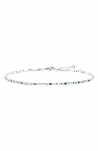 SIMONA Sterling Silver Round Cubic Zirconia Tennis Anklet