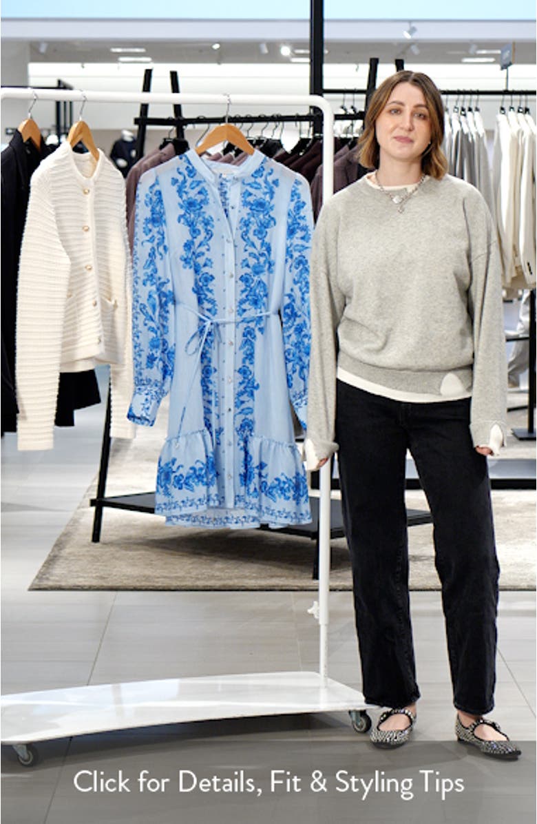 Floral Print Long Sleeve Shirtdress, sales video thumbnail