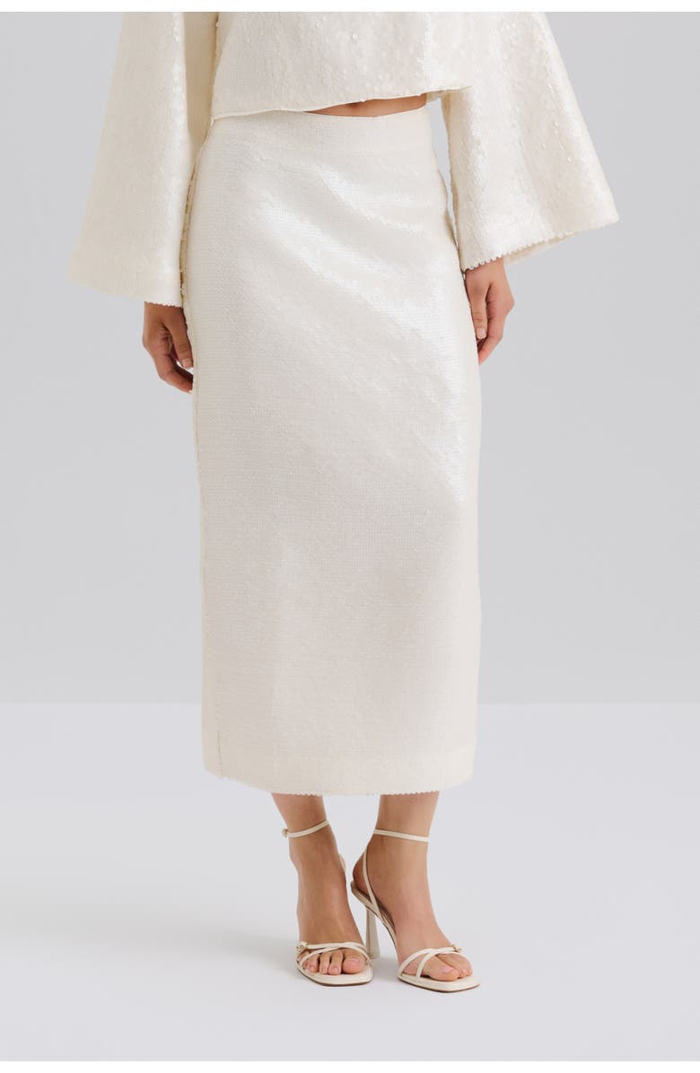 Malina Clarisse Sequin Maxi Skirt, Alternate, color, Vanilla