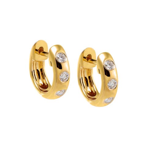 Scattered Diamond Chubby Huggie Earring 14K