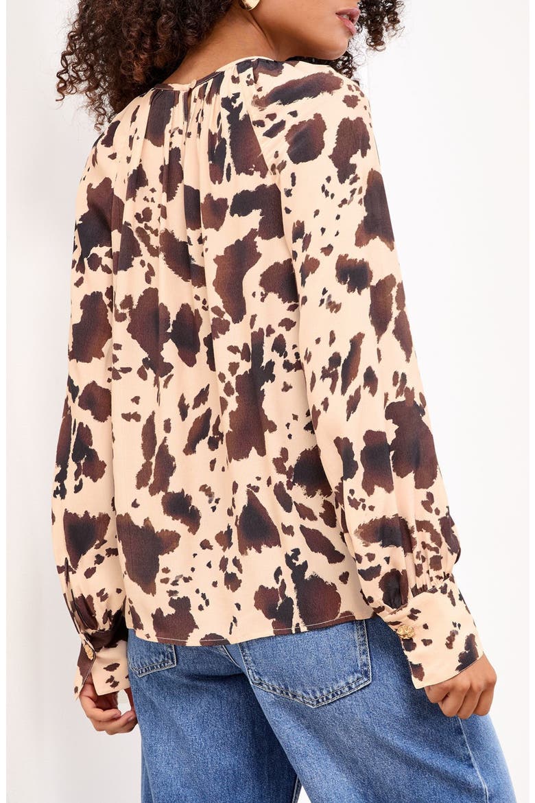 Cow Print Top, Alternate, color, BROWN/ BEIGE ANIMAL PRINT