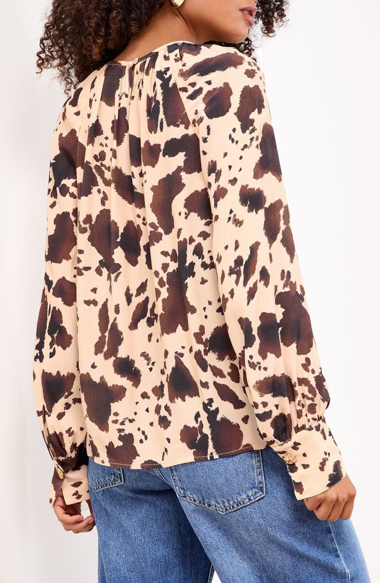Lipsy Cow Print Top, Alternate, color, Brown/ Beige Animal Print