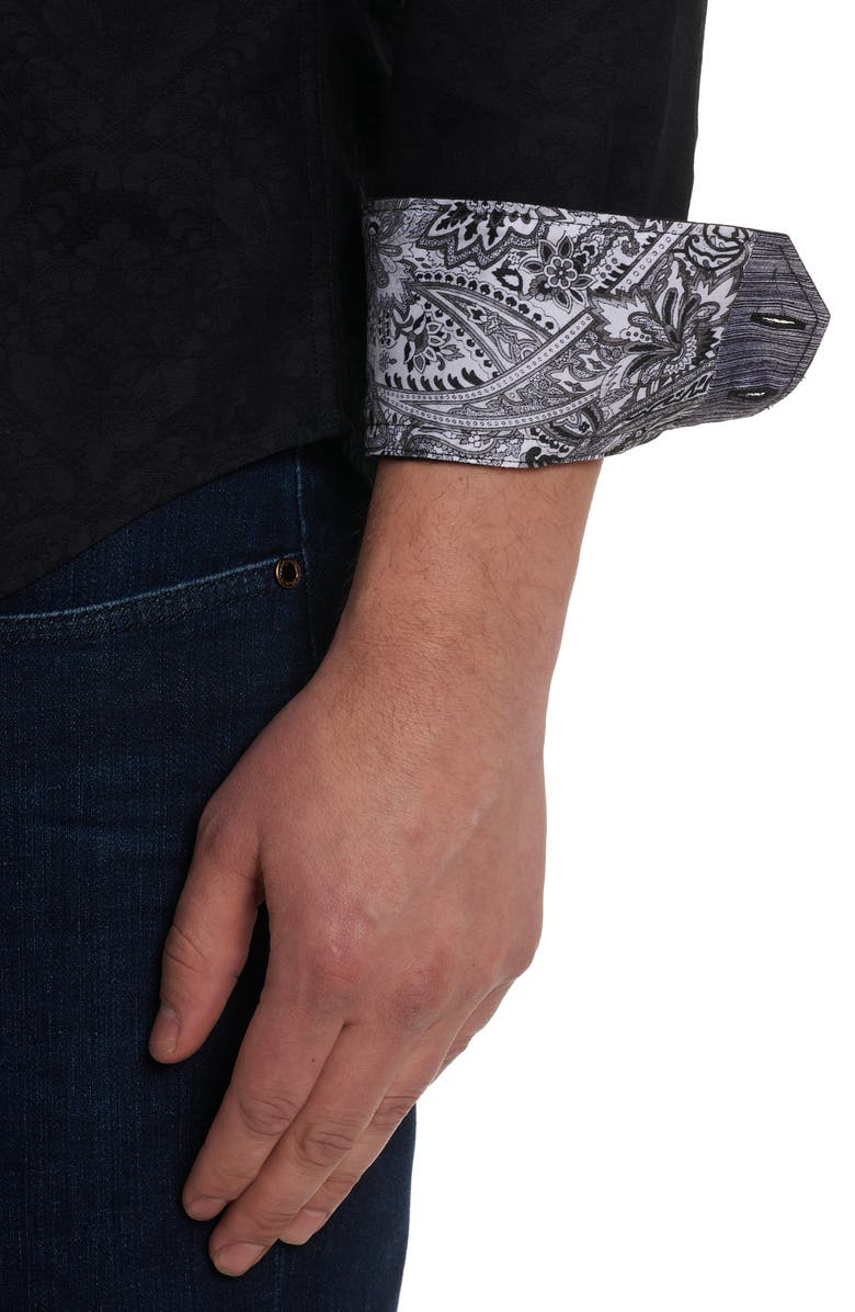 Robert Graham Bayview Cotton Button-Up Shirt, Alternate, color, Black