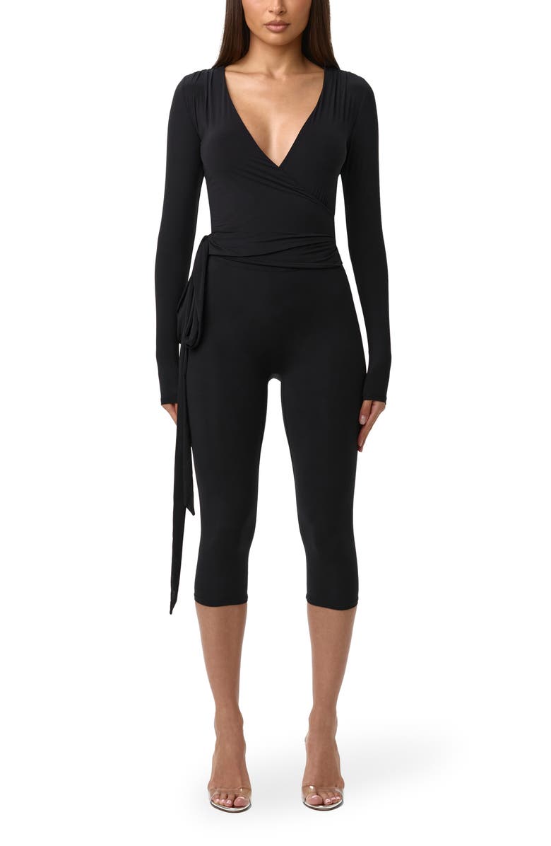 Naked Wardrobe Naked Wrap Top, Alternate, color, Black