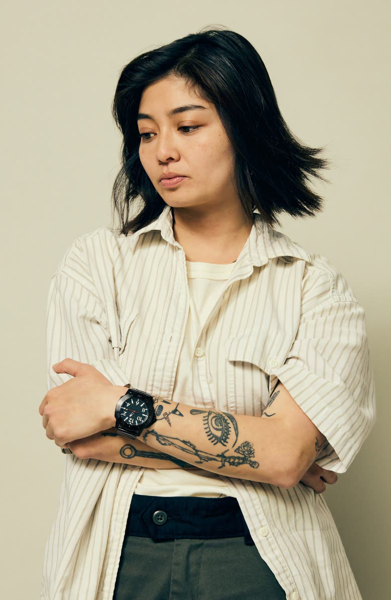 Nixon Smyth 44 Bracelet Watch, 44mm, Alternate, color, Super Black / Black