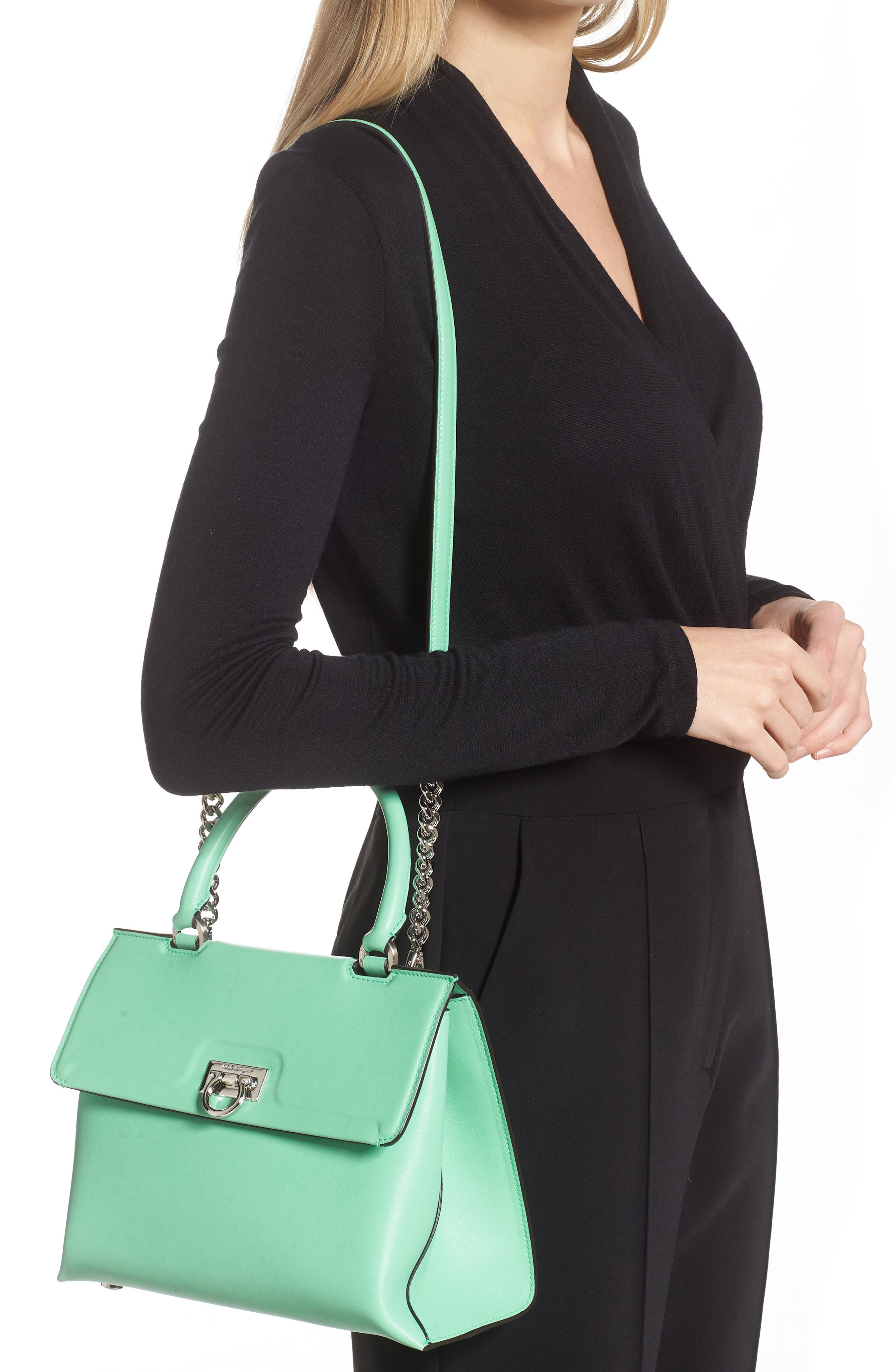 FERRAGAMO Salvatore Ferragamo Trifolio Leather Top Handle Bag, Alternate, color, 