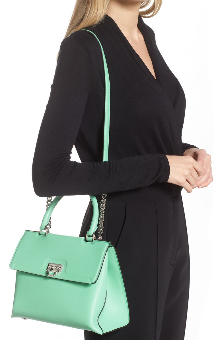 FERRAGAMO Salvatore Ferragamo Trifolio Leather Top Handle Bag, Alternate, color,
