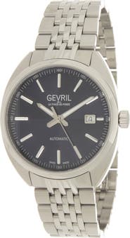 GEVRIL Men's Five Points Blue Dial Stainless Steel Watch, 44.5 mm