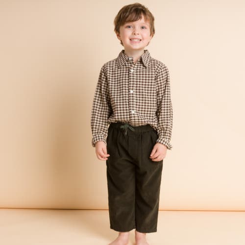 Beet World Boys Collar Shirt In Brown Check