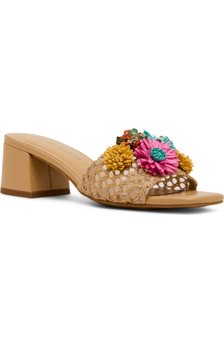 Anne Klein Dia Straw Flower Slide Sandal, Main, color, Multicolor