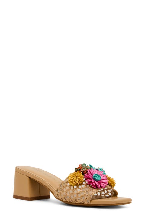 Dia Straw Flower Slide Sandal (Women)
