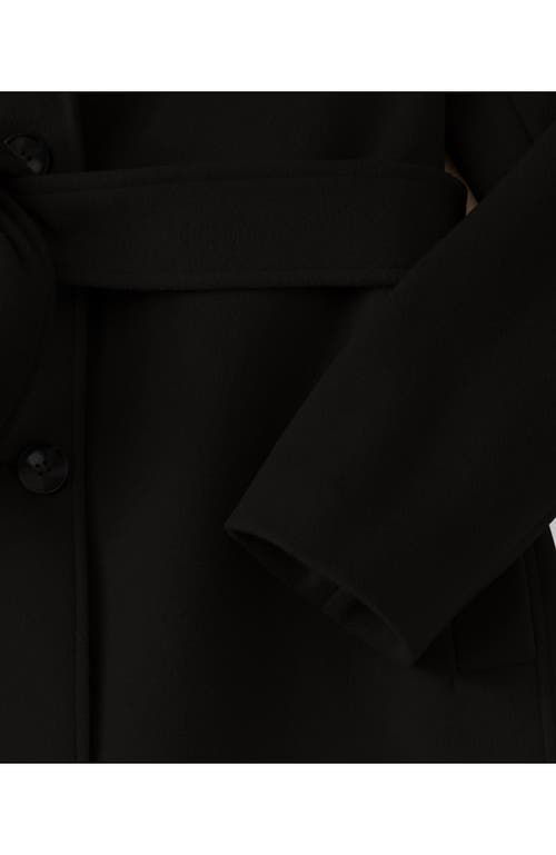 Lands' End Plus Size Wool Wrap Long Coat In Black