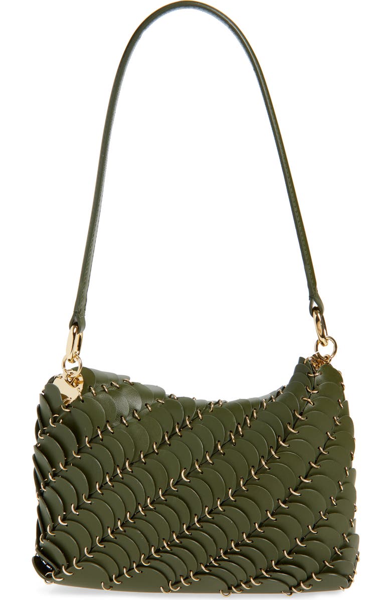 Rabanne Paco Leather Hobo Bag, Alternate, color, Kaki / Gold