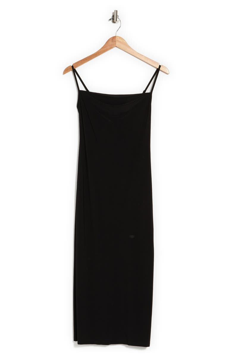 bebe Scoop Neck Midi Dress, Alternate, color, Black