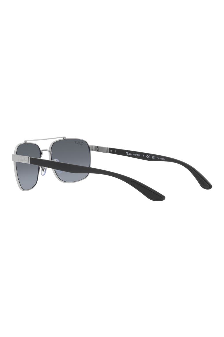 59mm Gradient Polarized Rectangular Sunglasses, Alternate, color, SILVER