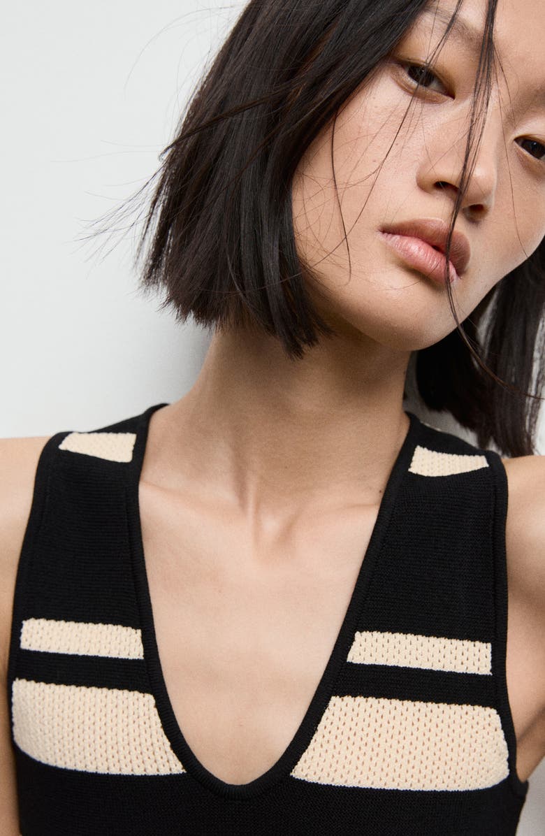 MANGO Open Stitch Sweater Tank, Alternate, color, Black Multi