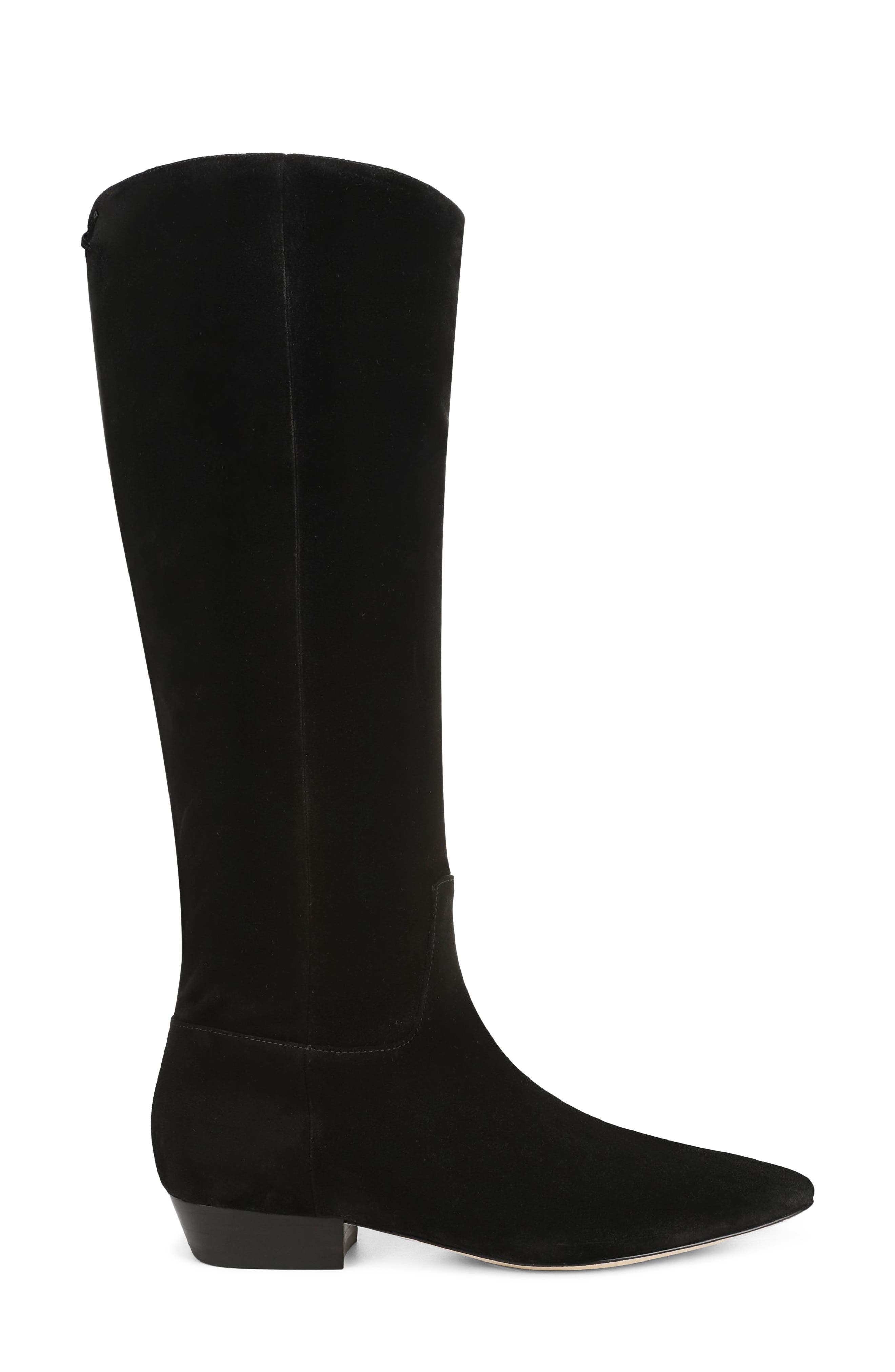 Gabrielle Snake Embossed Leather Knee High Boot, Alternate, color, BLACK SUEDE
