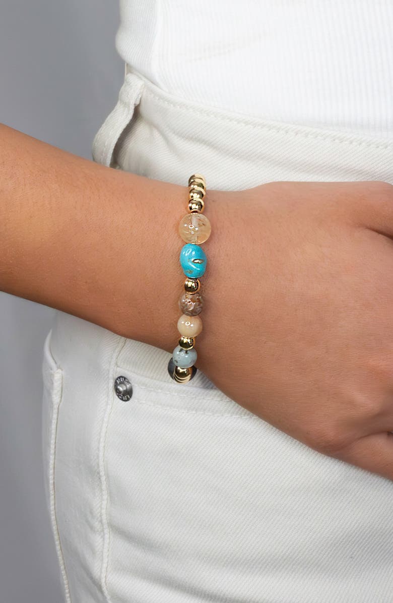 MARLYN SCHIFF Gemma Semiprecious Stone Bead Bracelet, Alternate, color, Gold Multi