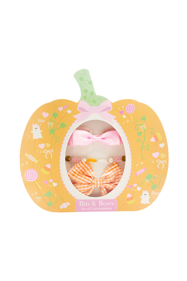 Pumpkin Bows & Bracelet Halloween Gift Set, Main, color, Orange/Pink