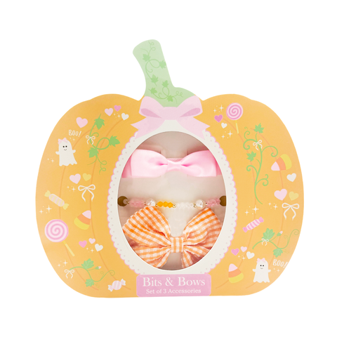 Pumpkin Bows & Bracelet Halloween Gift Set