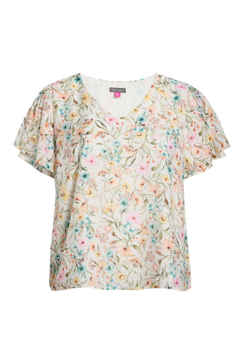 Print Tulip Sleeve Top, Alternate, color, ANTIQUE WHITE