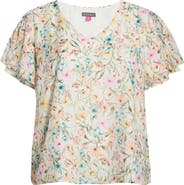 Vince Camuto Print Tulip Sleeve Top