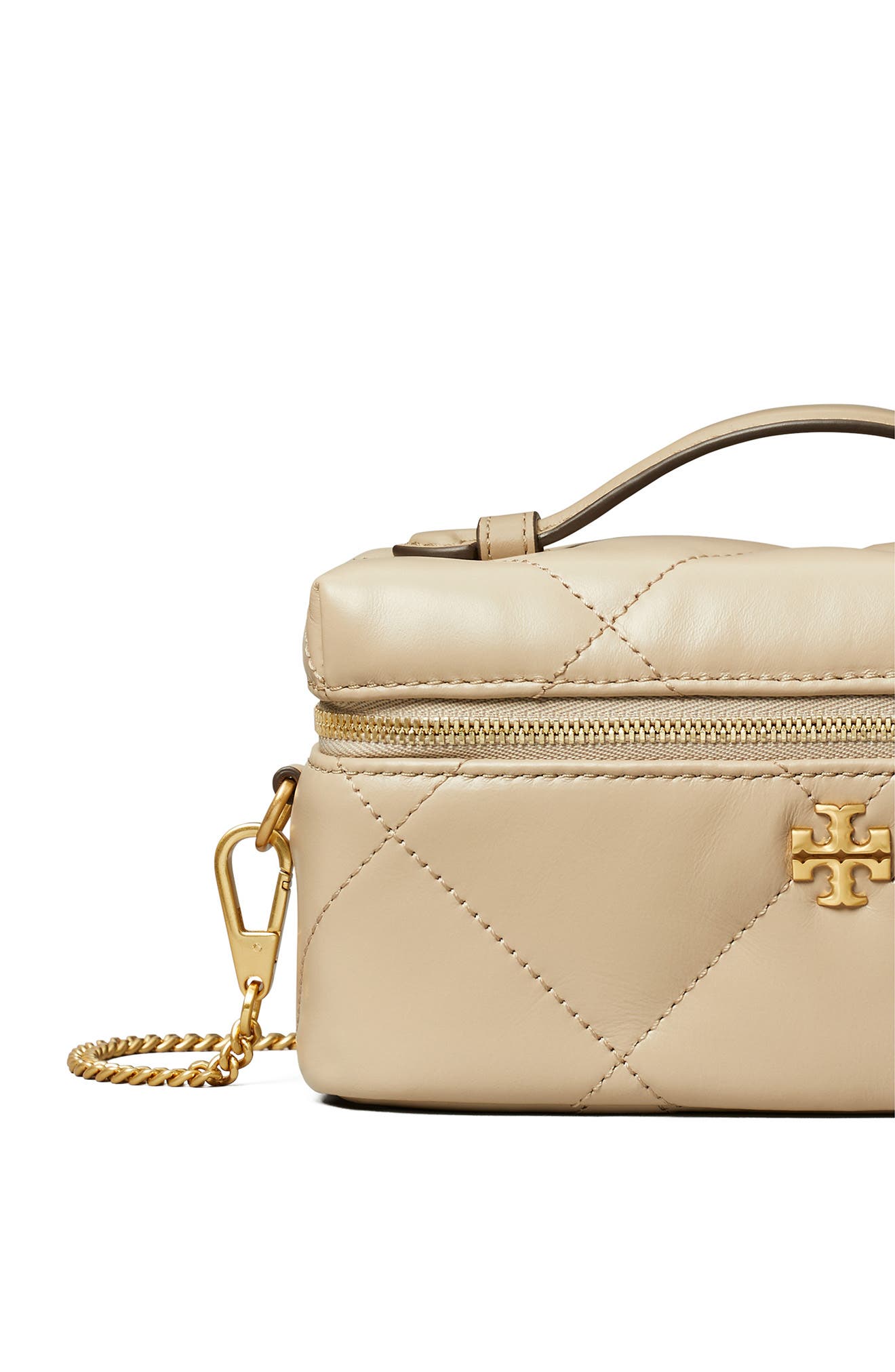 Tory Burch Kira East/West Vanity Case, Alternate, color, Light Stone