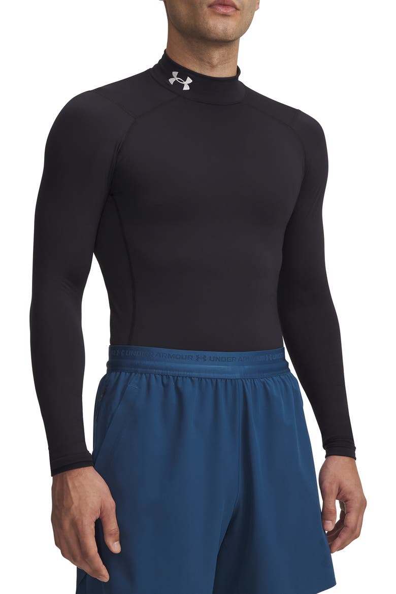 CG Armour Compression Mock Neck Performance Top, Main, color, BLACK/ WHITE