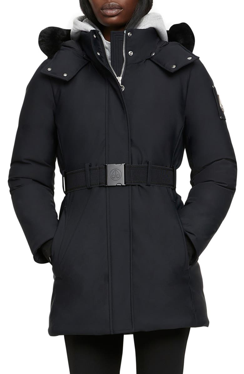 Moose Knuckles Alpharetta Belted Wind Resistant & Water Repellent 800 Fill Power Down Jacket, Main, color, 