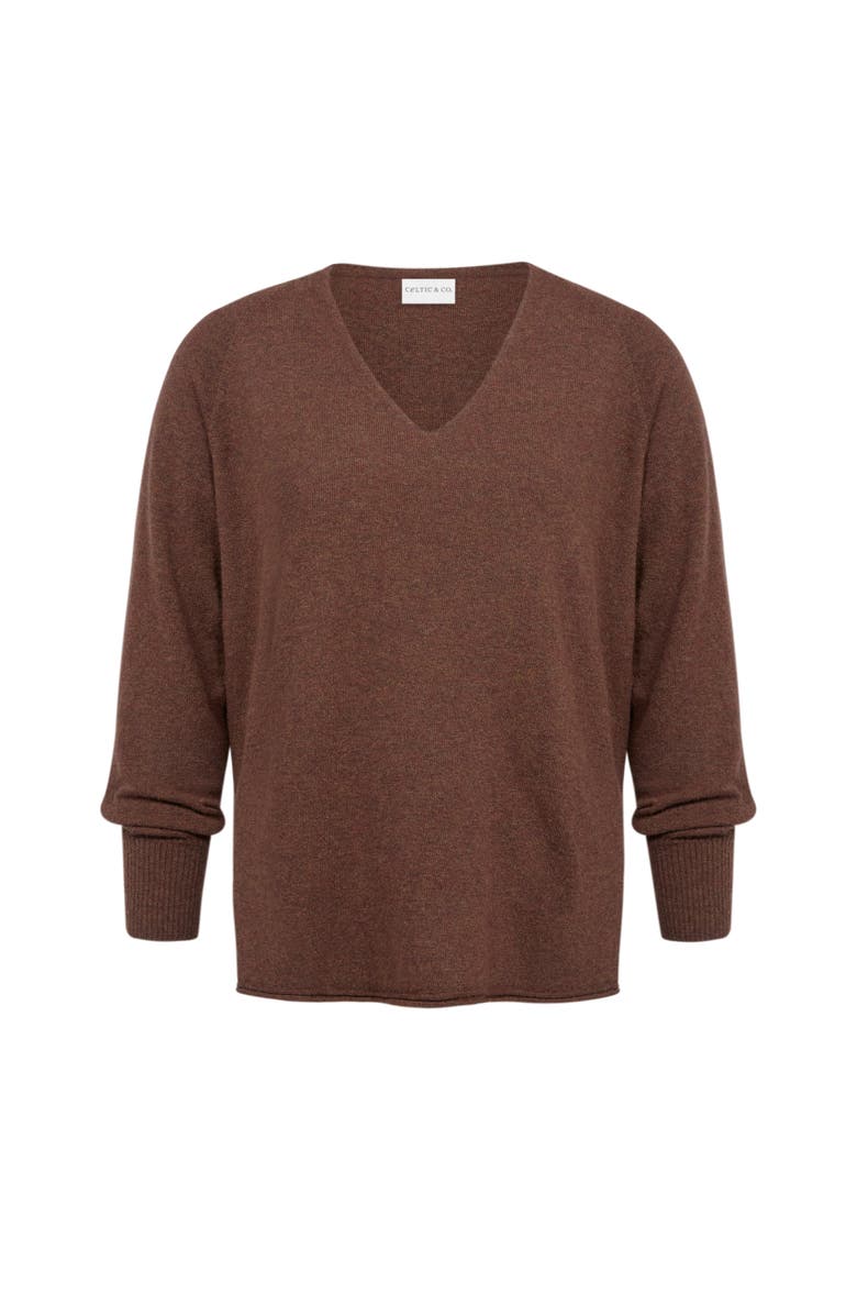 Celtic & Co. Geelong Wool Slouch V-Neck Sweater, Alternate, color, Ember