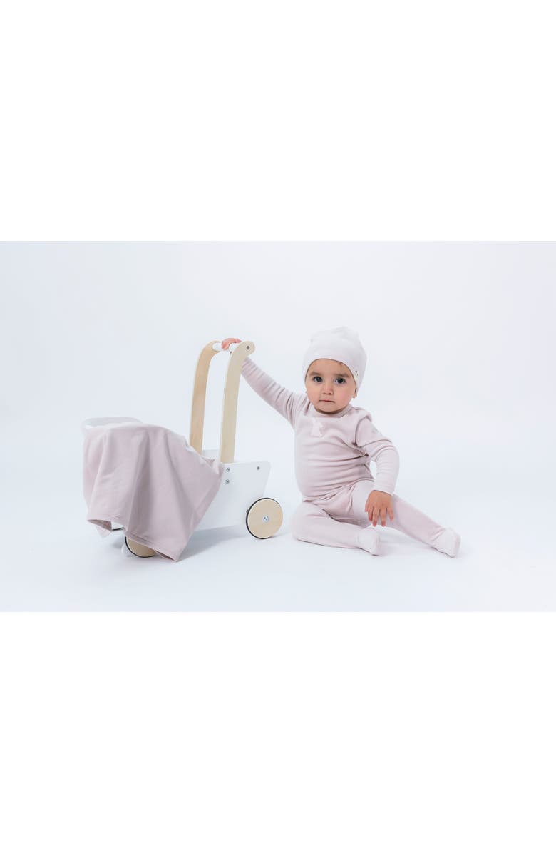 Bebe Bella Girl Bunny Applique Velour Romper, Alternate, color, Primrose