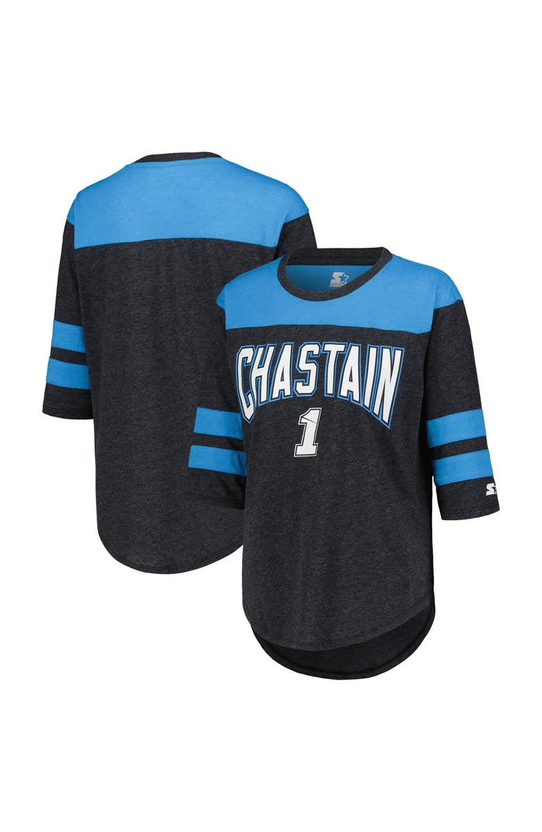 STARTER Women's Starter Black Ross Chastain Full Back Block 3/4-Sleeve Tri-Blend Top, Alternate, color, Black
