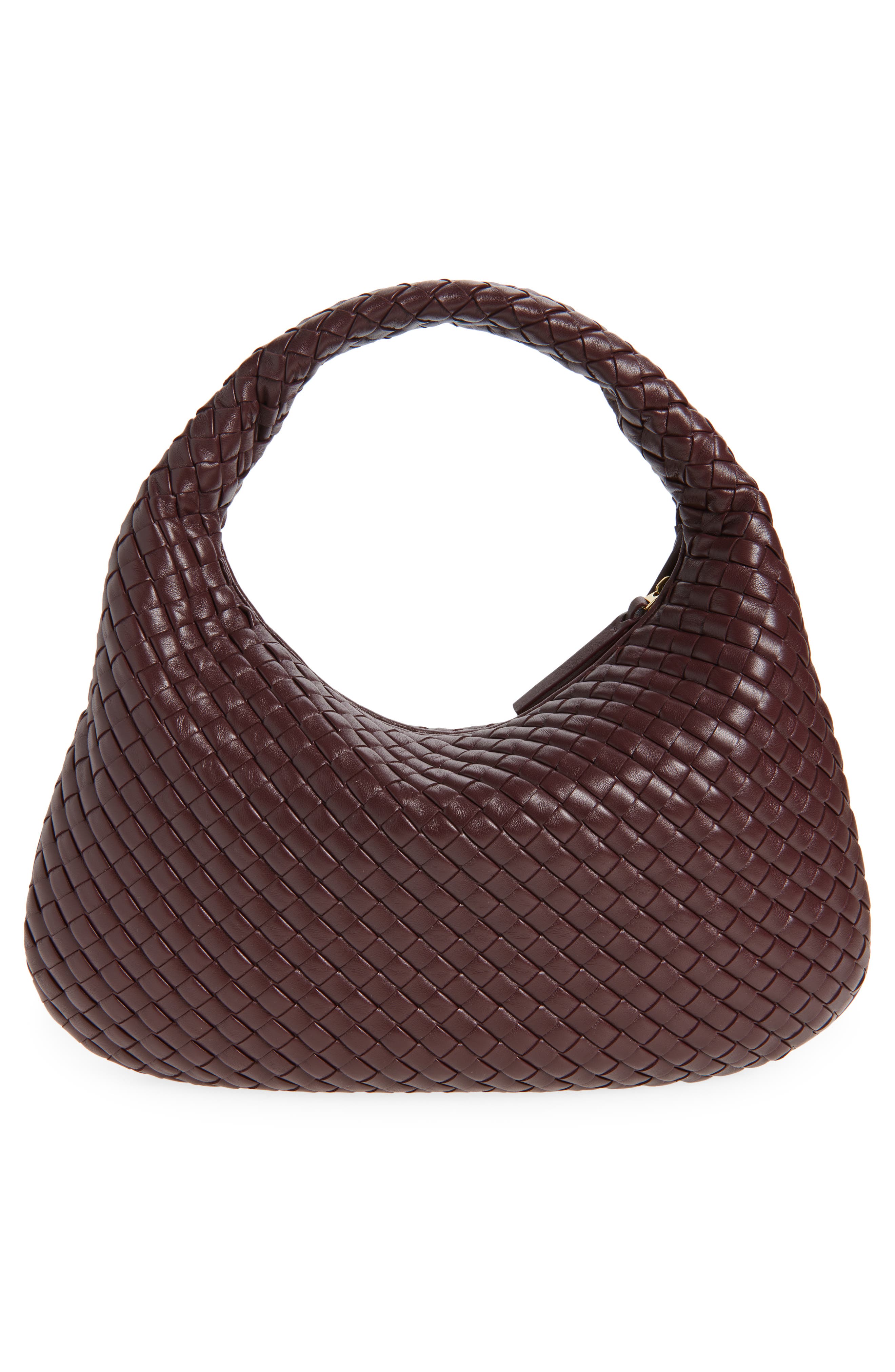 Bottega Veneta Borsa Intrecciato Leather Shoulder Bag, Alternate, color, 6147 Deep Mahogany-Mb