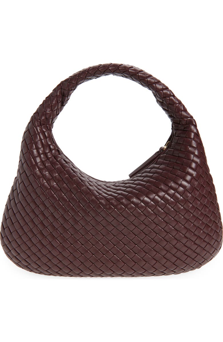 Bottega Veneta Borsa Intrecciato Leather Shoulder Bag, Alternate, color, 6147 Deep Mahogany-Mb