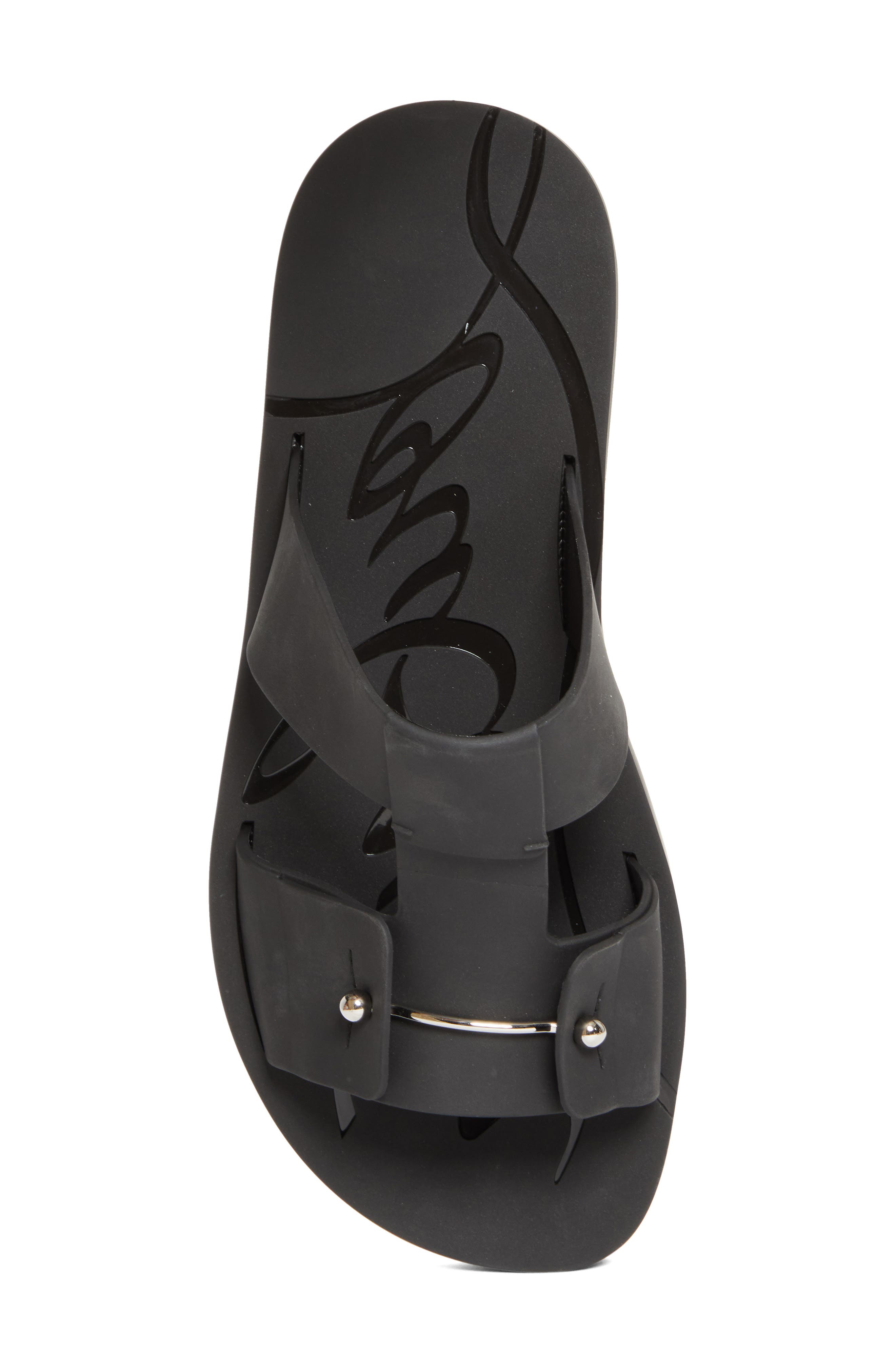Christian Louboutin Zakouski Rubber Slide Sandal, Alternate, color, Black