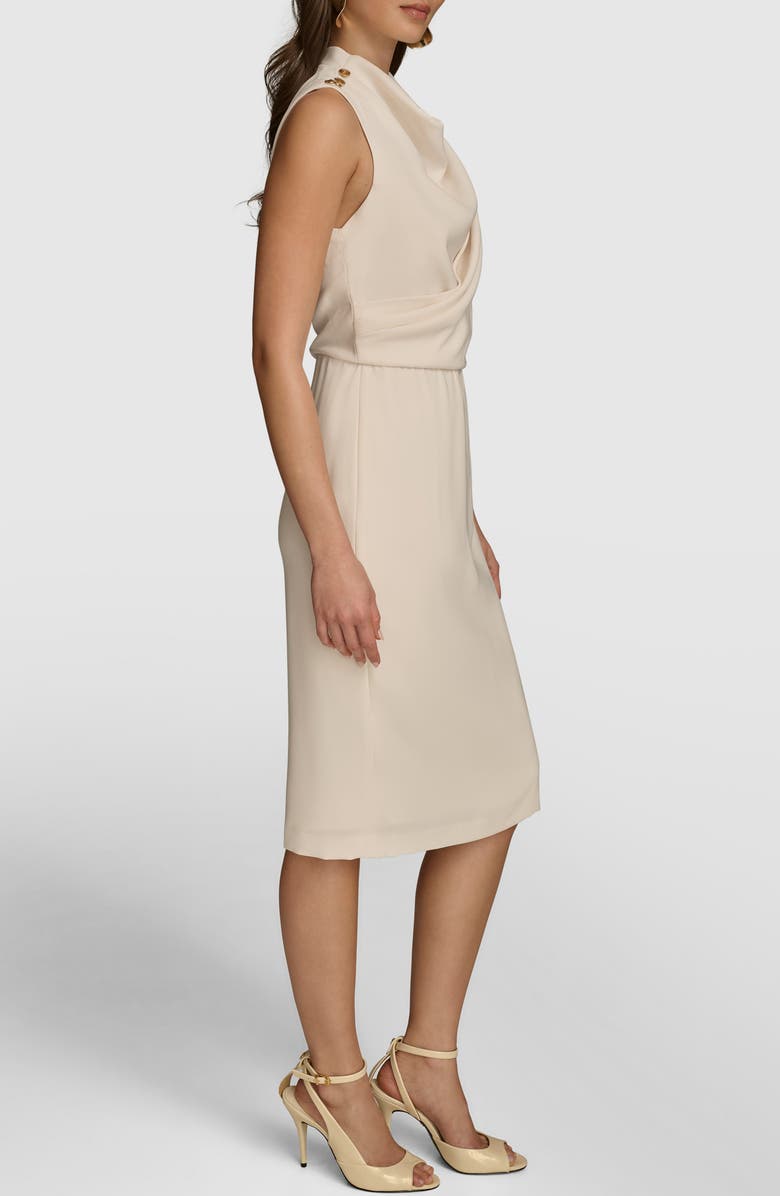 Donna Karan New York Sleeveless Cowl Neck Faux Wrap Dress, Alternate, color, Pristine