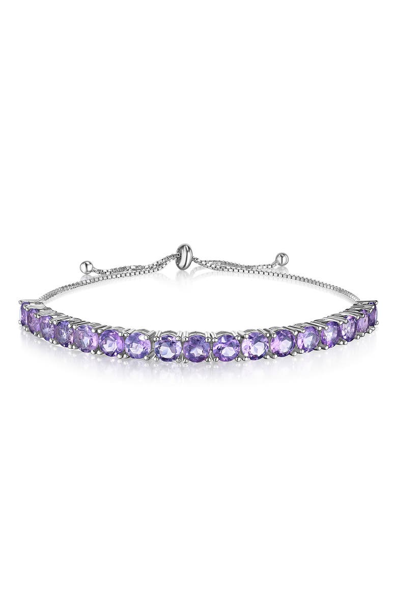House of Frosted Sterling Silver Amethyst Bolo Chain Bracelet, Main, color, 