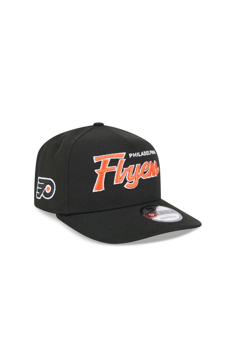 Men's New Era Black Philadelphia Flyers Script A-Frame 9FIFTY Snapback Hat, Main, color, Black